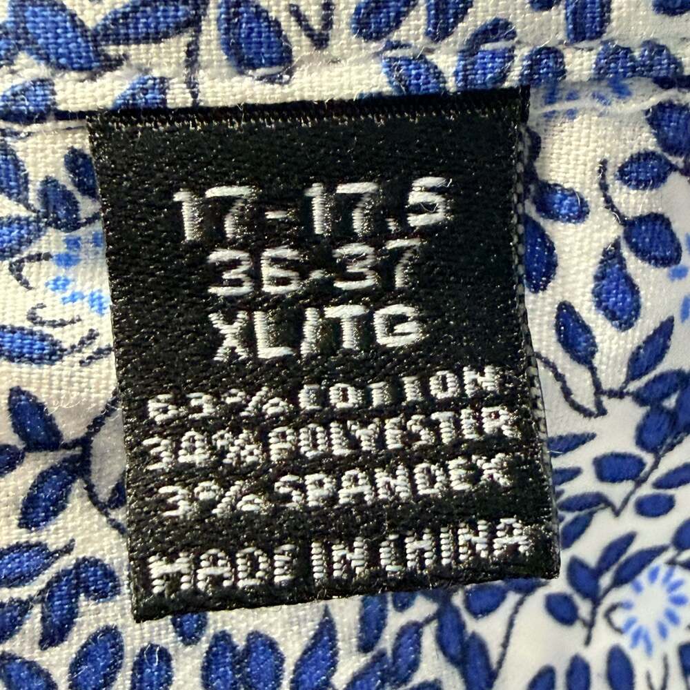 Nick Graham Men's Stretch Modern Fit Micro Floral Print Dress Shirt Blue/White - Picture 7 of 7